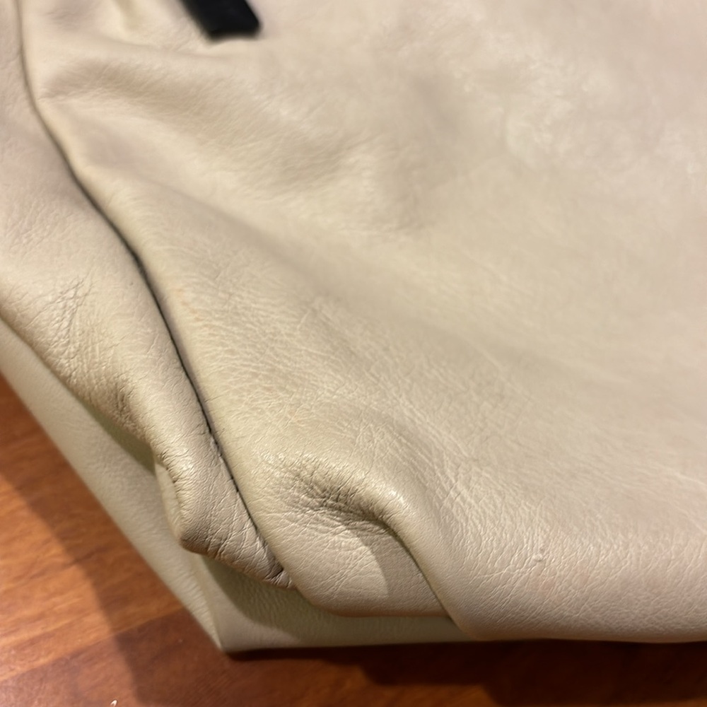 MARNI HOBO TOTE BAG SIDE CINCH SAND & BLACK LEATHER ZIP CLOSURE BOHO ITALY LUX🖤 - Picture 12 of 17